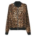 thumbnail image 1 of Veste Bomber à Fermeture Éclair à Manches Longues à Imprimé Léopard pour Femmes, Hauts Décontractés, 1 of 8