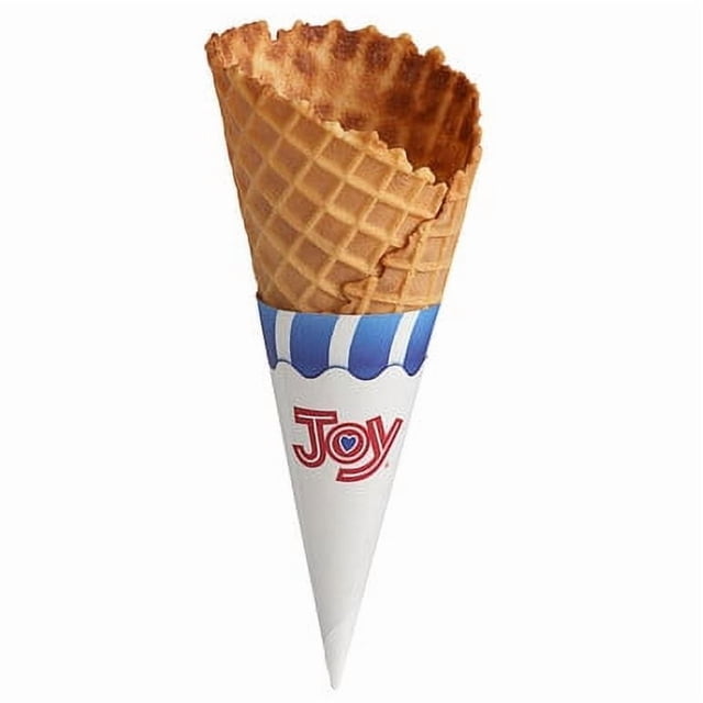 JOY Large Jacketed Waffle Cone - 180/Case for Insulated Ice Cream Delights – Bulk Sanitary Crisp Large Sweet Waffle Cones with Paper Jackets for Parlors and Cafes