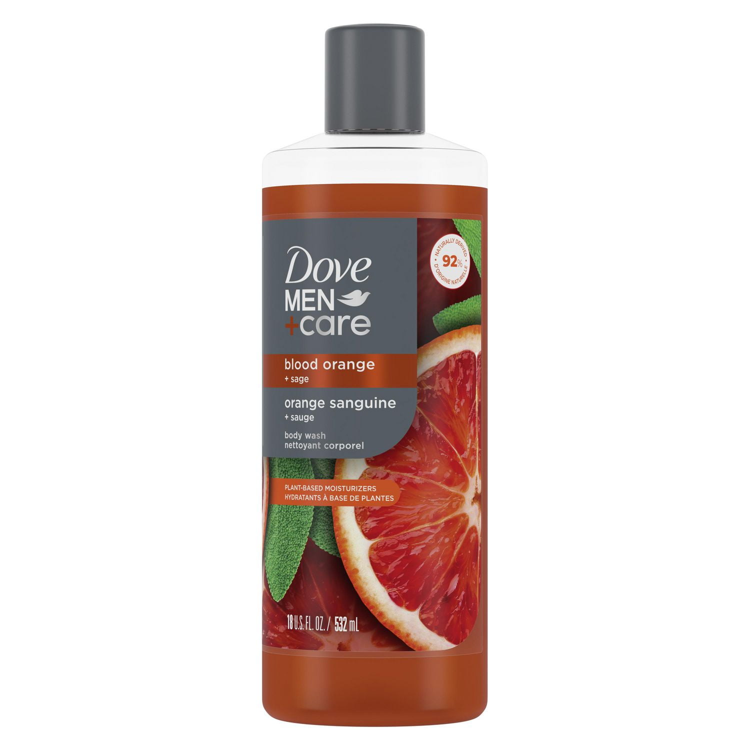 Dove Men+Care Nettoyant Corporel pour Réparer la Peau Sèche sous la Douche Orange Sanguine + Sauge avec des Nettoyants et des Hydratants à Base de Plantes