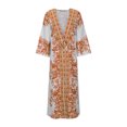 thumbnail image 4 of Soldes! Cameland Robe Cheville à Manches Longues Imprimée à Col en V pour Femmes, 4 of 6