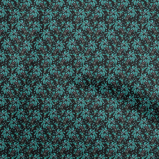 oneOone Velvet Black Fabric Leaves Craft Projects Decor Fabric Printed By The Yard 58 Inch Wide