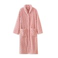 thumbnail image 1 of JUNWELL BLVB Women‘s Plush Long Robe Soft Bathrobe Button Up Housecoat Fuzzy Fleece Warm Winter Robe Sleepwear with Pockets, 1 of 7
