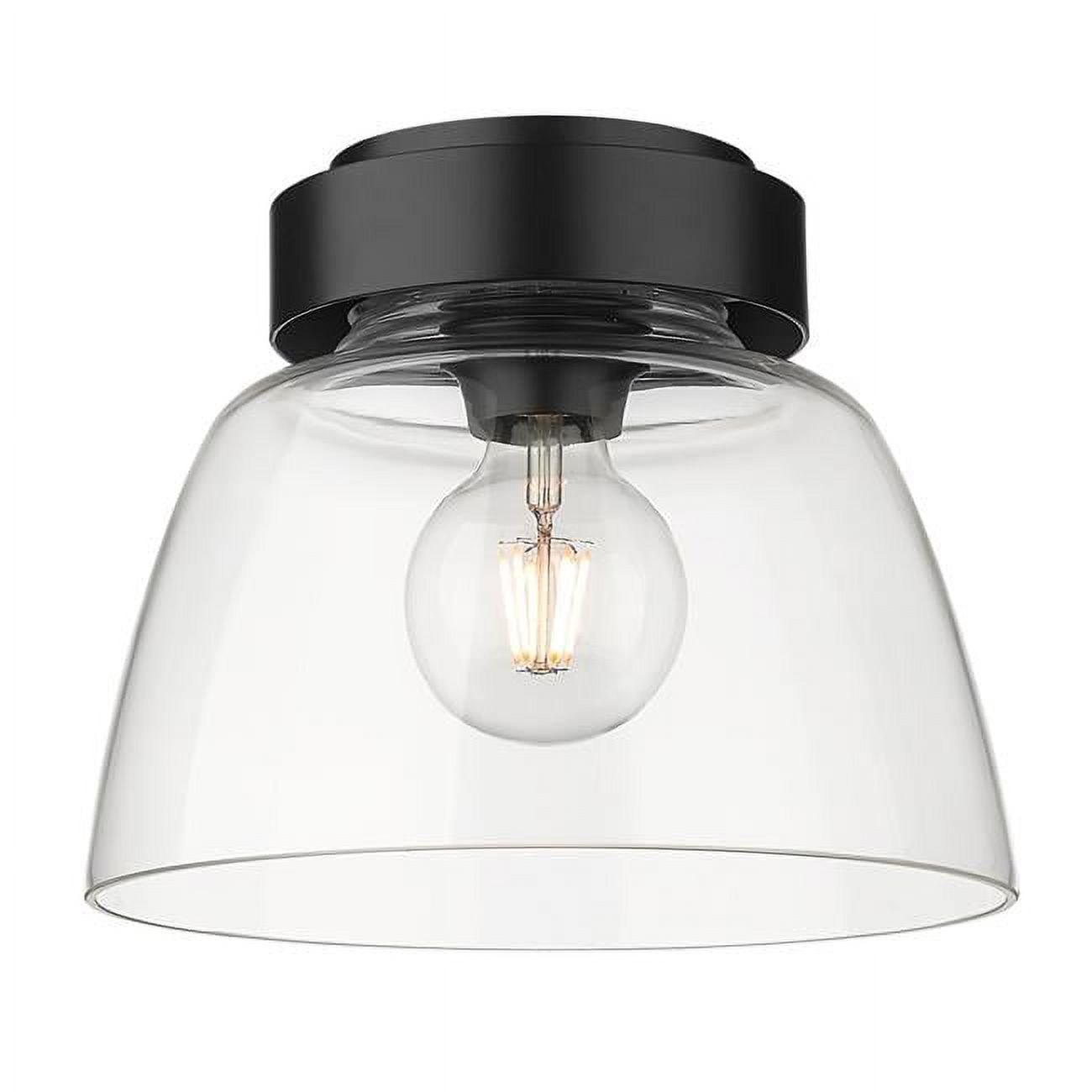 Golden Lighting 0314-FM10 BLK-CLR 10 in. Remy Flush Mount, Matte Black with Clear Glass Shade