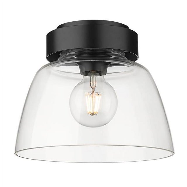 Golden Lighting 0314-FM10 BLK-CLR 10 in. Remy Flush Mount, Matte Black with Clear Glass Shade