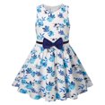 thumbnail image 1 of Penkiiy Robe Fleurie Filles Sans Manches Coton Imprimée Robes 3 Ans Bleu, 1 of 8