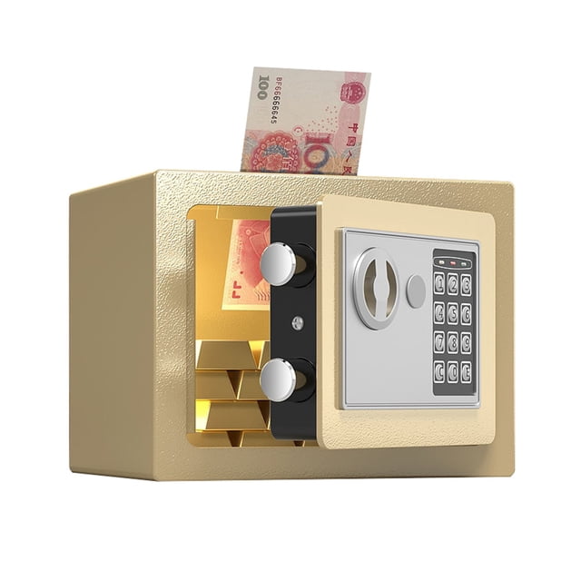 Mini Safe Key Password,Double Insurance Anti-theft Home Safe Deposit Box Fire Safe for Office