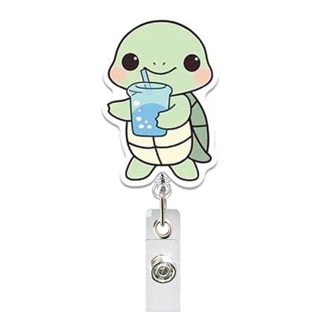 Mignon Rouleau de Badge Rétractable en Acrylique Tortue Support de Badge Rotatif pour Docteur Infirmière Enseignant Étudiant
