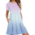 thumbnail image 2 of Weiqiqre Robes de Travail pour Femmes, Robe T-Shirt d'Été Décontractée à Manches Courtes pour Femmes, Robes Mini à Étages avec Poches, 2 of 6
