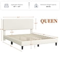 thumbnail image 3 of Yaheetech Upholstered Bed Frame with Adjustable Headboard and Wooden Slats, Queen, Beige, 3 of 7