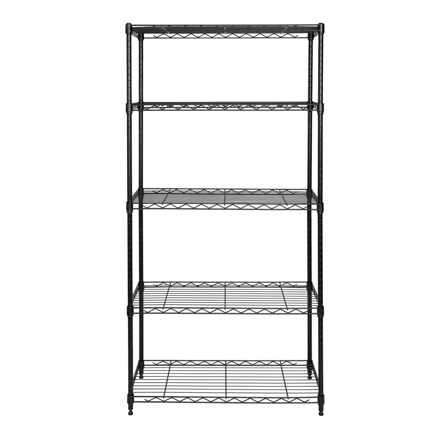 Seville Classics 5-Tier Steel Shelving with Levelling Feet - Black - 60" H x 30" W x 14" D