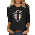 thumbnail image 1 of Blouses pour Femmes T-Shirt Imprimé Blouse à Manches 3/4 Col Rond Décontracté, Blouses pour Femmes T-Shirts pour Femmes, Blouses pour Femmes Décontractées, 1 of 5