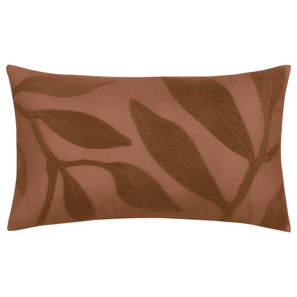 Bouclair Terracotta Embroidered Leaf Lumbar Cushion