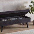 thumbnail image 3 of Bouclair Banc de Rangement en Tissu Charbon sur Pieds en Bois, 3 of 10
