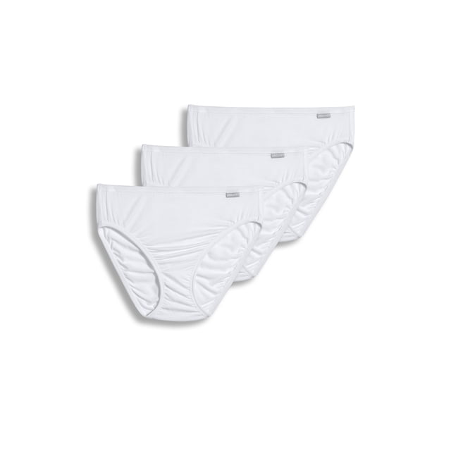 Jockey Women's Supersoft French Cut - 3 Pack of women's briefs featuring full-rise, full-coverage underwear made from a soft TENCELmodal blend with 93% modal and 7% spandex. The design includes higher-cut legs for a flattering style. Displayed in white, arranged in a set of three.