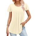 thumbnail image 2 of FAIWAD Tunique d'Été pour Femme à Manches Courtes, Col Rond, T-Shirt Décontracté Plissé, Ample et Fluide, 2 of 5