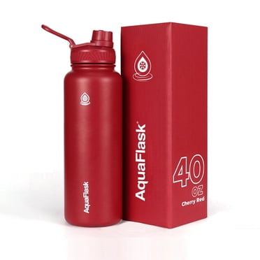 AquaFlask Original Vacuum Insulated Stainless Steel Water Bottle 40oz (1080ml) – Double Wall, Leak Proof, Hot & Cold Beverage Bottle (Cherry Red)