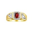 thumbnail image 1 of RYLOS Men's Rings Yellow Gold Plated Silver Classic 7X5MM Oval Gemstone & Diamond Ring Garnet January Birthstone Rings For Men Size 10, 1 of 7