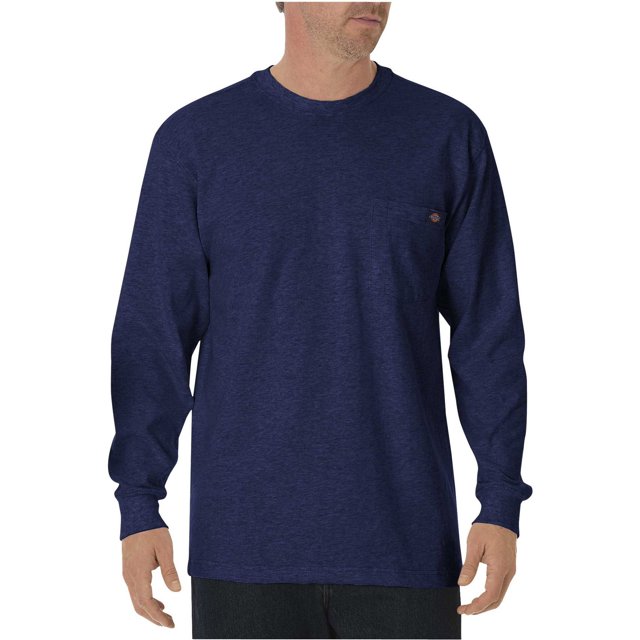 Dickies T-Shirt à Manches Longues pour Homme, Col Ras du Cou, Épais, L, Bleu Foncé
