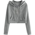 thumbnail image 1 of ORUYROP Femmes Zip Rayé à Manches Longues Crop Top Hoodies Casual Pulls à Cordon Veste Recadrée Sweatshirt Chemise, 1 of 5
