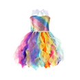 thumbnail image 1 of LOVZFMLL Girl' Summer Short Sleeve Ruffled Round Neck Lace Embroidery Dress Princess Bow Skirt, 1 of 3