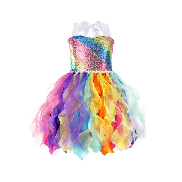 LOVZFMLL Girl' Summer Short Sleeve Ruffled Round Neck Lace Embroidery Dress Princess Bow Skirt