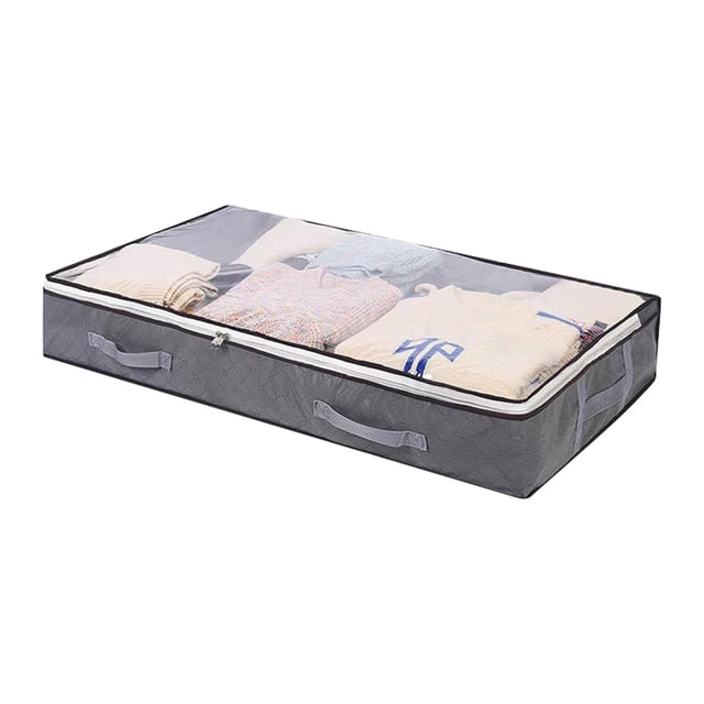 Organisateur de Rangement pour Textiles de Maison pour Couettes et Couvertures – Sacs de Rangement Pliables sous le Lit avec Fenêtre Transparente Poignées Renforcées Contenants Non Tissés à Fermeture Éclair Grande Capacité 1 Paquet