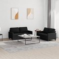 thumbnail image 1 of vidaXL 2 Piece Sofa Set with Cushions Black Fabric, 1 of 4