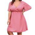 thumbnail image 2 of EGNMCR Robes de Fête pour Femmes Femmes Grande Taille Été Décontracté Manches Courtes Col en V Manches Imprimées Robes Robe Ample, 2 of 7