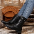 thumbnail image 4 of Styesk Bottes pour Femmes Bottes pour Femmes Mode Décontractée Bout Rond Mi-Mollet Couleur Unie Style Printemps et Automne Bottes à Fermeture Éclair Latérale Bottes de Travail pour Femmes, 4 of 7