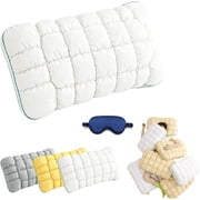 Cooling Marshmallow Puff Pillow, Quilted Cloud-Loft Design for Side, Back & Stomach Sleepers, Cool-Touch Fluffy Pillow for Adults with High-Resilience Neck Support, Breathable Washable (1PC,B)