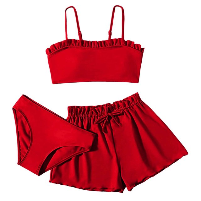 IROINID Mode Maillot de Bain Sans Manches pour Filles Bikini Rouge 150