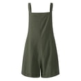 thumbnail image 4 of Womens Casual Summer Overalls Adjustable Straps Cotton Linen Shortalls Solid Shorts Jumpsuits Rompers with Pockets, 4 of 7