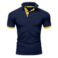 thumbnail image 2 of BOBOGOJP Polo pour Homme Séchage Rapide Manches Courtes Polo de Performance pour Golf Randonnée Équitation (Bleu Foncé,6TG), 2 of 4