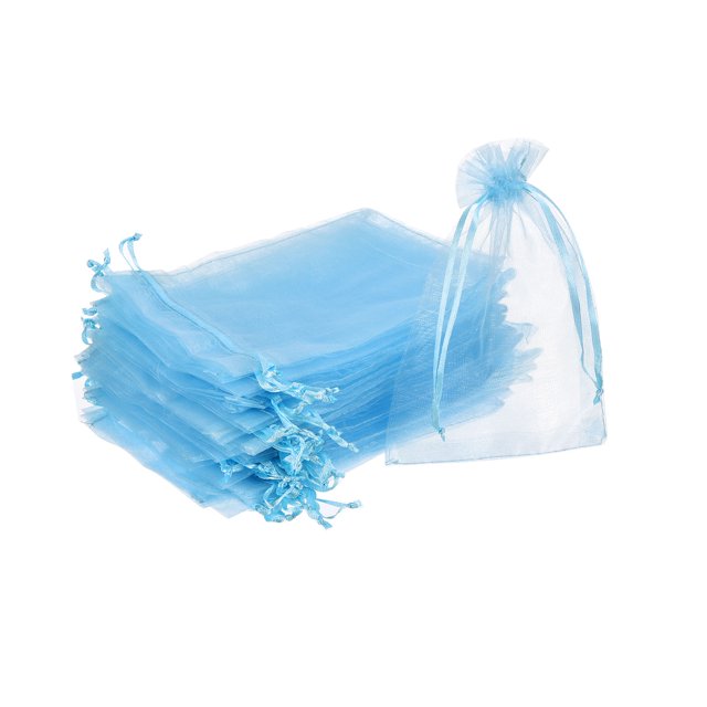 100pcs Organza Bags 2x3 Inch Drawstring Favor Pouches Mesh Bag Sky Blue