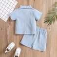 thumbnail image 3 of Hiiyo Boys Summer Outfits Cotton Linen Short Sleeve Button Shirt Shorts Set, Sizes 1-12, 3 of 4