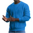thumbnail image 1 of Chandail à Manches Longues pour Femmes Chandail à Col Rond pour Hommes Gaufré Texturé Chandails Tricotés à Manches Longues Chandail à Col Roulé Surdimensionné S-8 Bleu P, 1 of 7