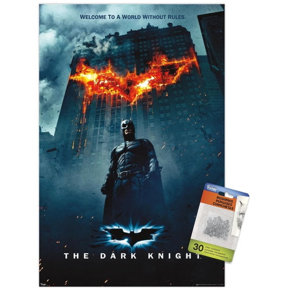 DC Comics Movie - The Dark Knight - Batman Logo on Fire One Sheet Wall Poster, 22.375" x 34"