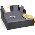 thumbnail image 2 of Gymax Patiojoy Lit de Jour d'Extérieur en Rotin avec Coussins, Conception Ergonomique, Rotin, 2 of 6