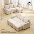 thumbnail image 3 of HOMCOM 83" Sofa Bed, Pull Out Sleeper L Shaped Sectional Couch, Cream White, 3 of 10