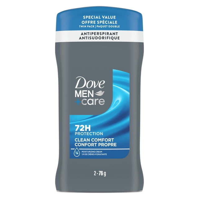 Dove Men+Care Antiperspirant Stick 72H Protection Clean Comfort, 2x 76 g