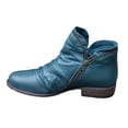 thumbnail image 1 of Bottes Courtes en Cuir pour Femmes Rétro Unies à Talon Bas avec Fermeture Éclair, 1 of 9