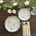 thumbnail image 4 of CUITING 25 Pack White Pink Paper Dessert Plates in Damask Floral Pattern  8” Round Disposable Salad Appetizer Plates with Scalloped Rims - 300 GSM, 4 of 11