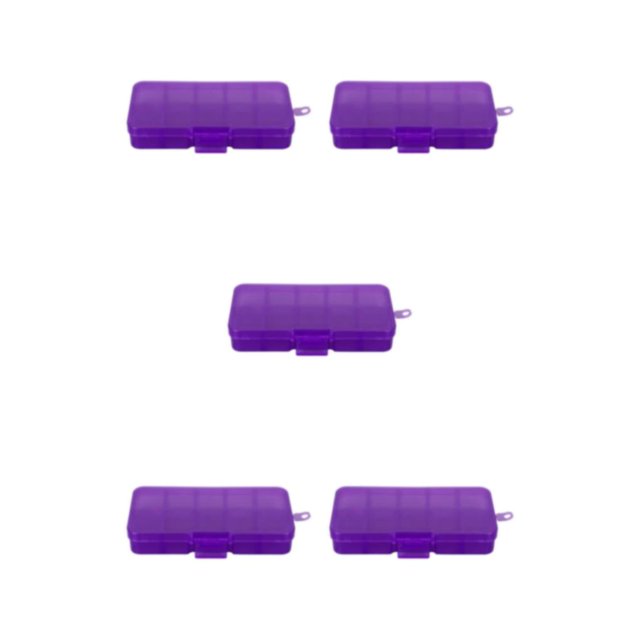 Thinsony 10 Grid Plastic Jewelry Removable Storage Box Beads Container Earring Purple 12.8x6.5x2.2cm 5Set