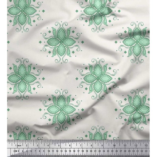 Soimoi polyester Crepe Fabric Flower Artistic Printed Fabric 1 Yard 42 Inch Wide