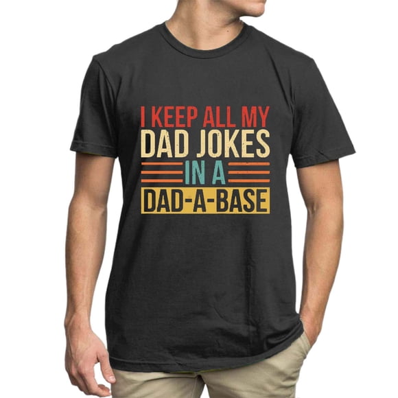 LUOGENLI Male T-shirts for Mens Dad Shirts for Men I Keep All My Dad Jokes in A Dad A Base Shirt Dad Shirt for Dad Mens T-shirts Graphic Tees Funny Adult St. Patrick's Day Black XL