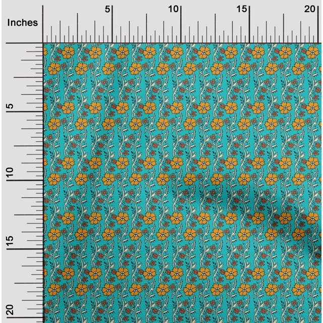 oneOone Georgette Viscose Fabric Leaves & Floral Block Fabric Prints By Yard 42 Inch Wide
