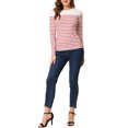 thumbnail image 2 of INSPIRE CHIC Blouse pour Femme à Rayures à Blocs de Couleur à Manches Longues T-Shirt Décontracté TG Blanc Rouge, 2 of 7