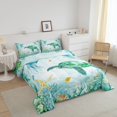thumbnail image 3 of Erosebridal Green Sea Turtle Bedding Twin Comforter Set, Sea Fish Down Comforter, Watercolor Ocean Decor, Reversible 2pcs, 3 of 7