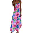 thumbnail image 2 of Ovzne Robes pour Femmes Robe Robes d'Été pour Femmes Imprimé Sans Manches Col Rond Robe Décontractée Longues Robes Robe de Vacances Imprimée Liquidation, 2 of 5