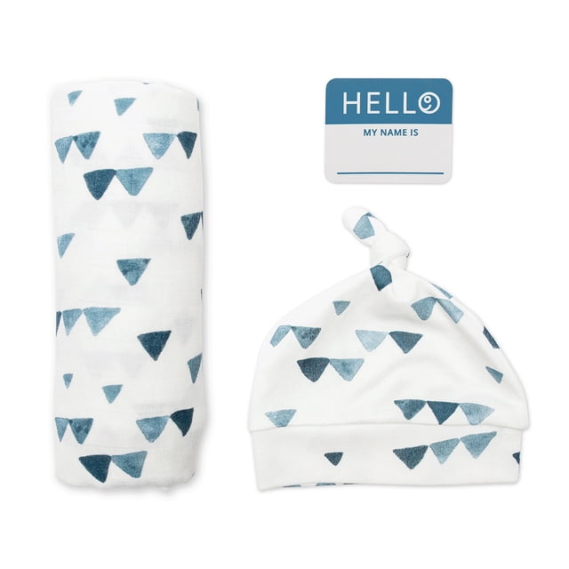Lulujo - Hello World Blanket + Knotted Hat - Vintage Bear